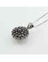 Choker necklace with round flower pendant in Sardinian silver filigree.