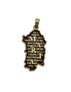 Sardinia pendant in burnished silver on gilt with Sardinian Ave Maria prayer in relief