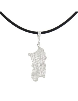 Collier en caoutchouc pour hommes avec pendentif en corbula argenté