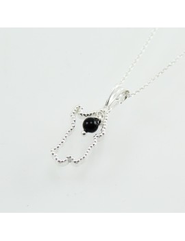 Women's silver necklace with openwork Sardinia and Su Coccu onyx pendant