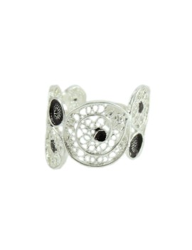 Sardinian filigree open circle ring pierced in burnished silver