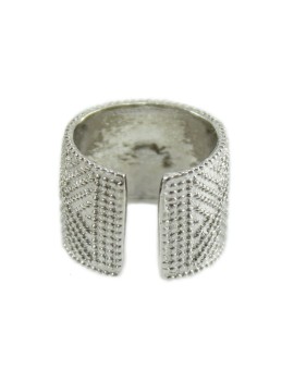 Sardinian open band faith ring silver carpet workmanship