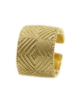 Fede sarda anello fascia aperta in argento dorato lavorazione tappeto a pallini