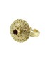 Sardinian women's button ring with red stone in gold-plated silver