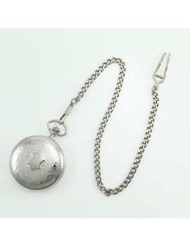 Lowell quartz pocket watch decorated case with chain po8112