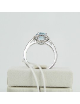 Bague pour femme en or blanc avec aigue-marine et diamants Mirco Visconti