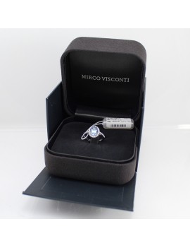 Damenring aus Weißgold mit Aquamarin und Diamanten Mirco Visconti Box