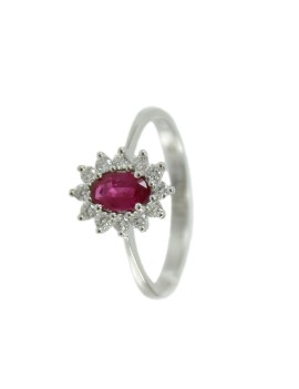 Bague classique Mirco Visconti pour femme en or blanc avec rubis et diamants