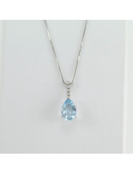 White gold pendant with drop-cut aquamarine and Mirco Visconti diamonds