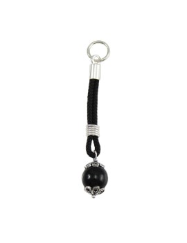 Su Coccu keychain in silver filigree and black onyx stone