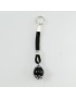 Silver amulet keychain good luck charm on black onyx coccu