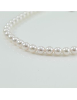 Strand of white Japanese Akoya spherical pearls Thigh miy-6