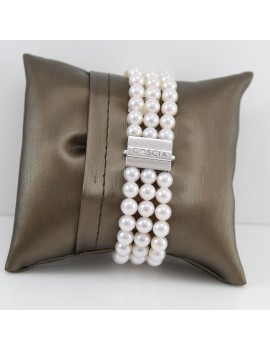 Bracciale Coscia donna perle akoya con chiusura oro bianco diamanti