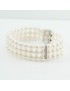 Bracciale perle Akoya tre file in oro bianco e diamanti Coscia