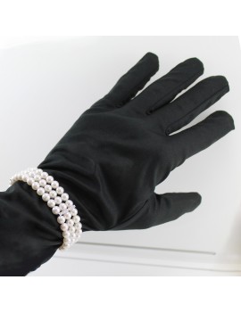 Bracciale perle Akoya bianche tre fili in oro bianco e diamanti Coscia