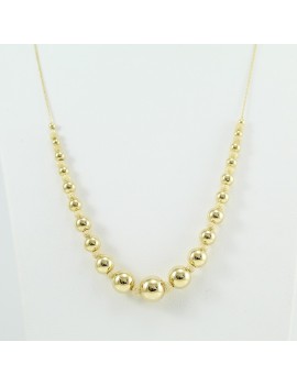 Collier femme en or jaune 18K avec perles polies et diamantées