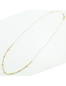 Women's yellow gold necklace with polished and diamond spheres