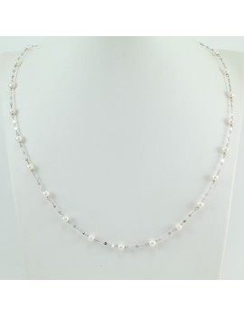 Women's white gold choker necklace with fresh water white pearls