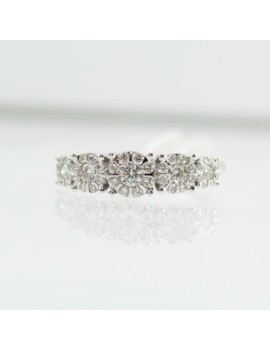 Women's genuine white gold and multi-stone diamond ring