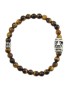 Men's elastic bracelet Sardinian Mamuthones mask in silver and tiger eye