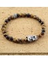 Sardinian Mamuthones mamoiada silver and tiger eye mask elastic bracelet