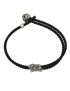 Men's black sagola bracelet with sardinia center and silver button