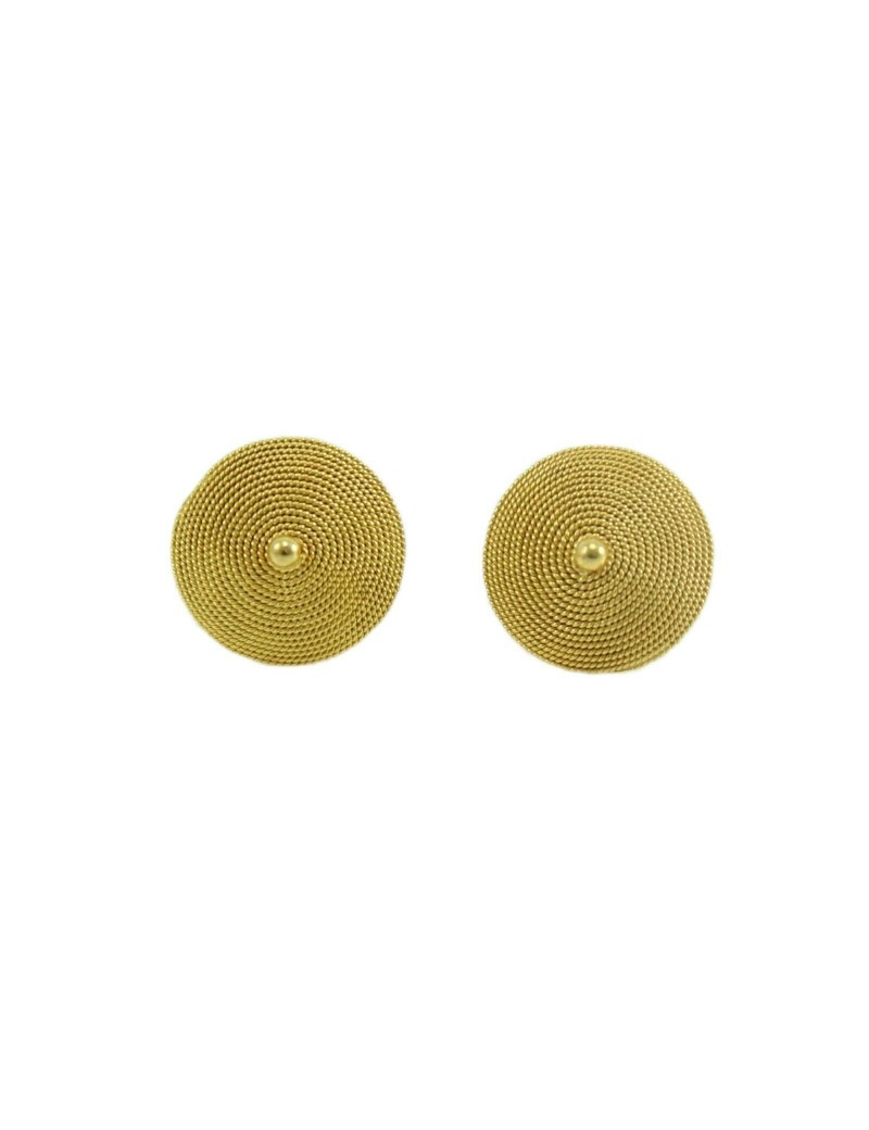 Sardinian corbula women's yellow gold button earrings