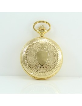 Gold-plated mechanical hand-wound pocket watch with visible movement po8128g