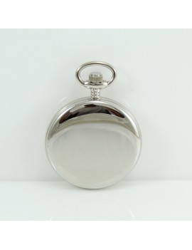 Quartz pocket watch with date display polished case 42mm Roman numerals