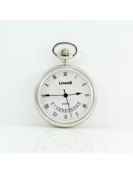 Lowell quartz pocket watch with date display polished case 42 mm po8106