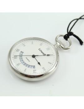 Lowell quartz pocket watch with date display polished case 42mm customizable