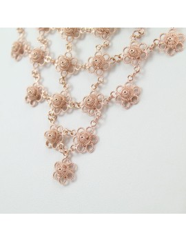 Sardinian filigree rose gold plated silver women's honeycomb flower necklace