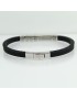 I Giampini rubber and steel bracelet with four moors flag and black cubic zirconia