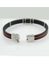 Rubber and steel bracelet with four engraved moors and orange Giampini cord