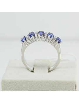 Bague pour dame en or blanc avec saphir bleu et diamants Mirco Visconti LF386