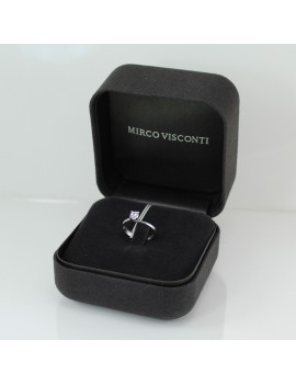 Mirco Visconti white gold half carat diamond solitaire women's ring with elegant box