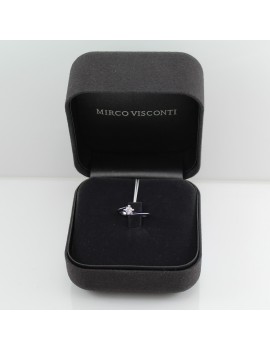 Mirco Visconti Damen Weißgold Solitär Ring mit Diamant elegante Box Verpackung