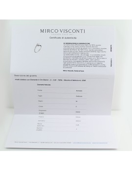 Mirco Visconti white gold solitaire women's ring with diamond certificate of authenticity