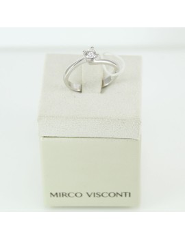 Bague solitaire Mirco Visconti en or blanc pour femme avec diamant de 0,23 carat