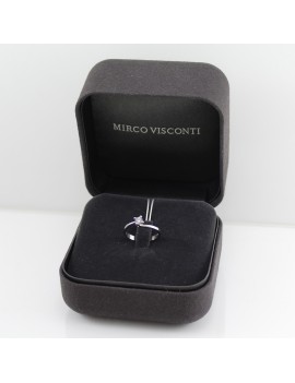 Mirco Visconti women's white gold solitaire ring with 023 carat diamond packaging box