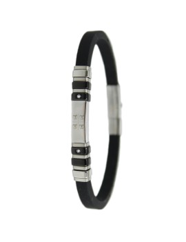 Bracciale  I Giampini in Gomma e Acciaio con Incisione Quattro Mori
