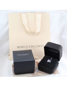 Bague pour femme Mirco Visconti en or blanc avec aigue-marine et diamants emballage