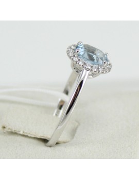 Bague en or blanc Mirco Visconti pour femme avec aigue-marine et diamants