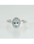 Bague classique en or blanc Mirco Visconti pour femme avec aigue-marine et diamants sur le devant