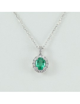 Collana donna Mirco Visconti in oro bianco con smeraldo e diamanti ab716