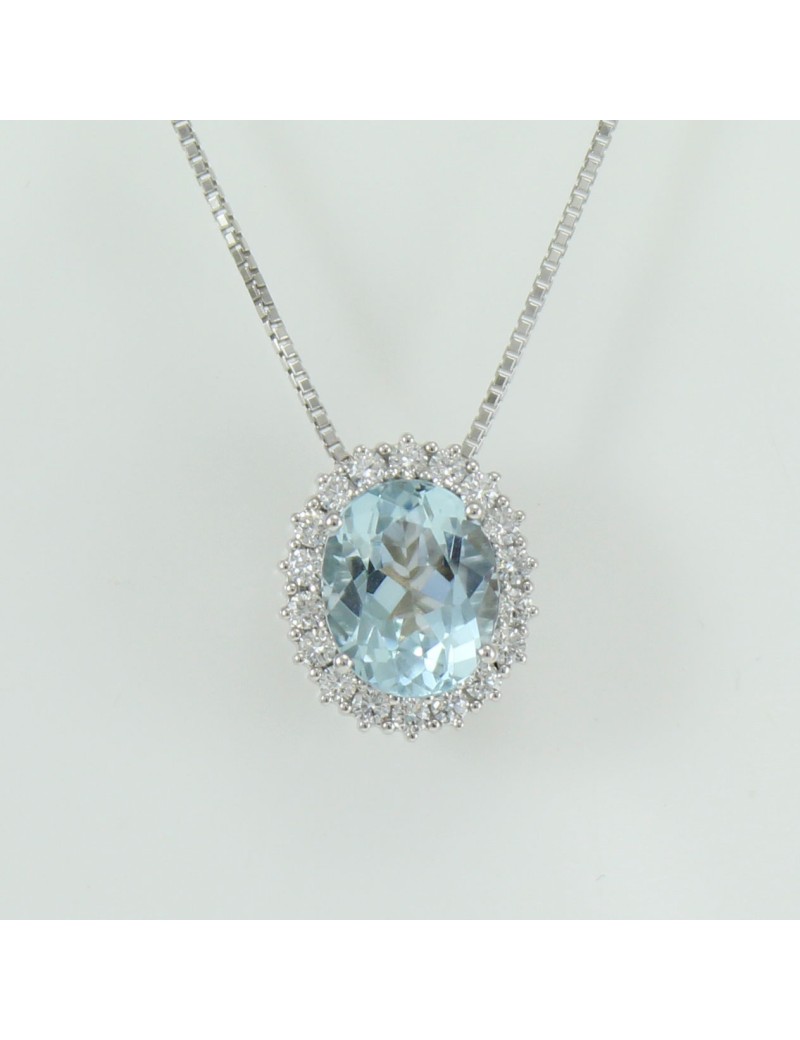 Collana girocollo donna in oro bianco con acquamarina e diamanti Mirco Visconti ie91 Collana girocollo donna in oro bianco con acquamarina e diamanti Mirco Visconti ie91
