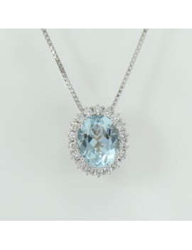 Collana girocollo donna  in oro bianco con acquamarina e diamanti Mirco Visconti ie91