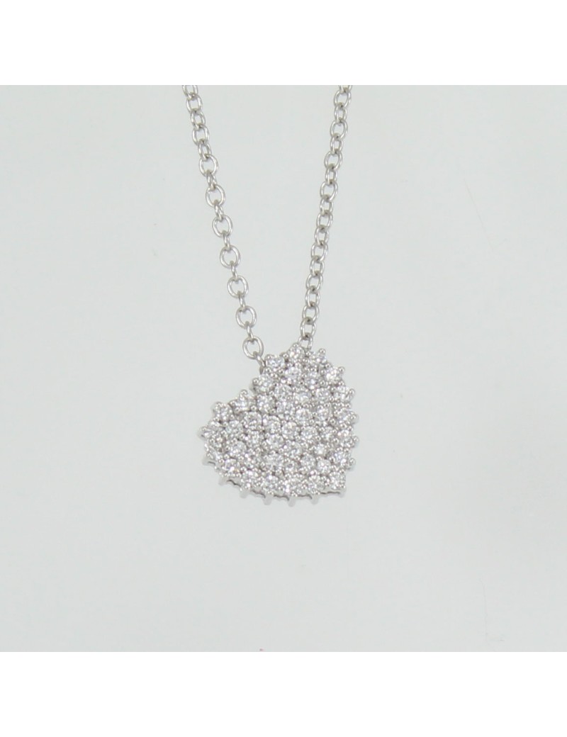 Collana donna Mirco Visconti oro bianco pendente cuore di diamanti