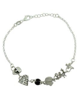 Bracciale donna coccu con simboli sardegna dea madre pavoncella moro nuraghe