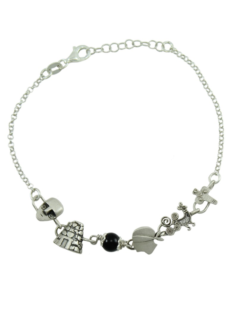 Bracciale donna coccu con simboli sardegna dea madre pavoncella moro nuraghe